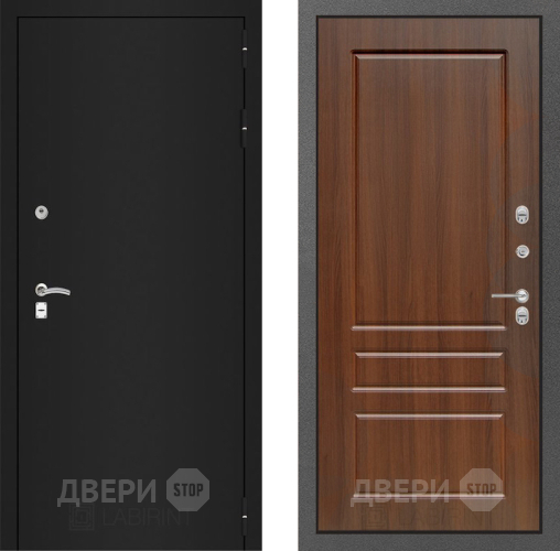 Входная металлическая Дверь Лабиринт (LABIRINT) Classic шагрень черная 03 Орех бренди в Можайске