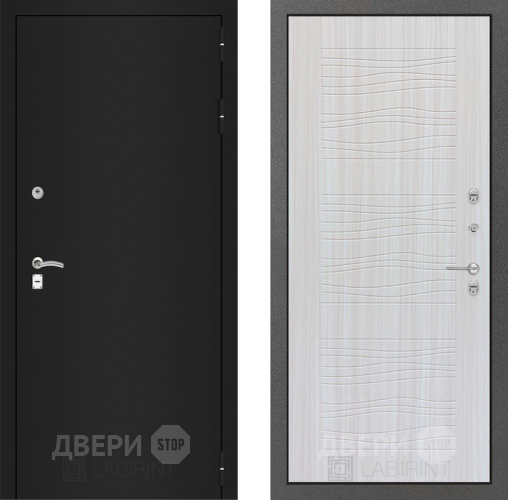 Входная металлическая Дверь Лабиринт (LABIRINT) Classic шагрень черная 06 Сандал белый в Можайске