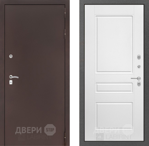 Входная металлическая Дверь Лабиринт (LABIRINT) Classic антик медь 03 Белый софт в Можайске