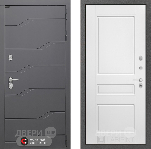 Входная металлическая Дверь Лабиринт (LABIRINT) Ривер 03 Белый софт в Можайске