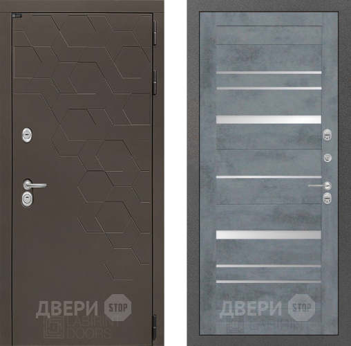Входная металлическая Дверь Лабиринт (LABIRINT) Смоки 20 Бетон темный в Можайске