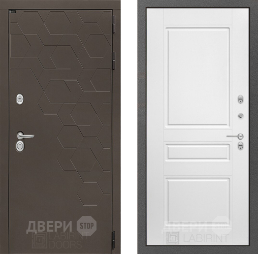 Входная металлическая Дверь Лабиринт (LABIRINT) Смоки 03 Белый софт в Можайске