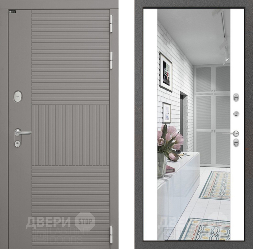 Входная металлическая Дверь Лабиринт (LABIRINT) Формо Зеркало Максимум Белый софт в Можайске