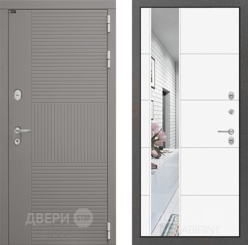 Входная металлическая Дверь Лабиринт (LABIRINT) Формо Зеркало 19 Белый софт в Можайске
