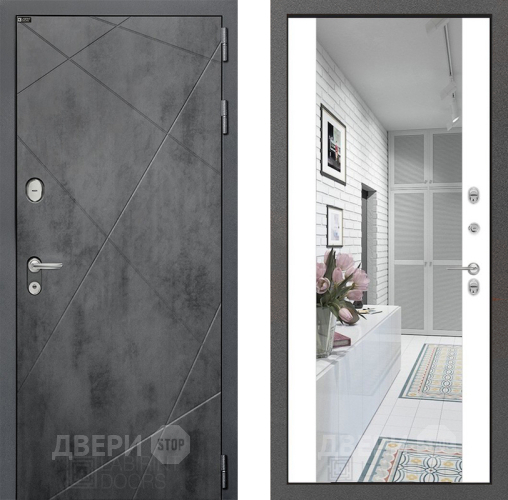 Входная металлическая Дверь Лабиринт (LABIRINT) Лофт Зеркало Максимум Белый софт в Можайске