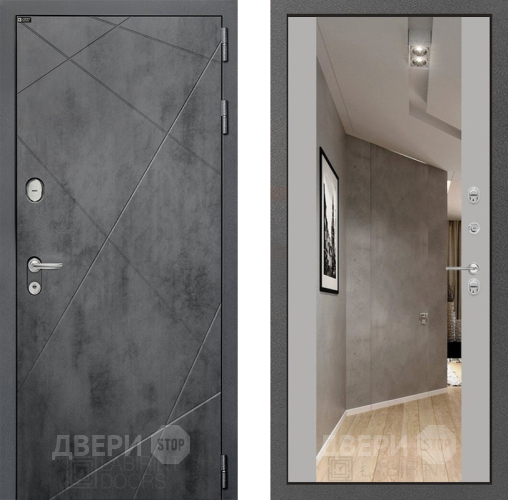 Входная металлическая Дверь Лабиринт (LABIRINT) Лофт Зеркало Максимум Грей софт в Можайске