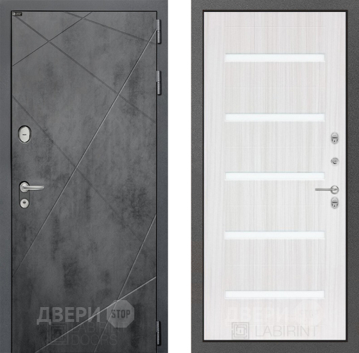 Входная металлическая Дверь Лабиринт (LABIRINT) Лофт 01 Сандал белый в Можайске