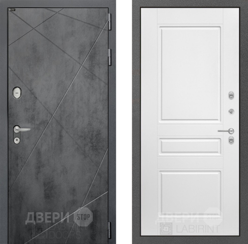 Входная металлическая Дверь Лабиринт (LABIRINT) Лофт 03 Белый софт в Можайске