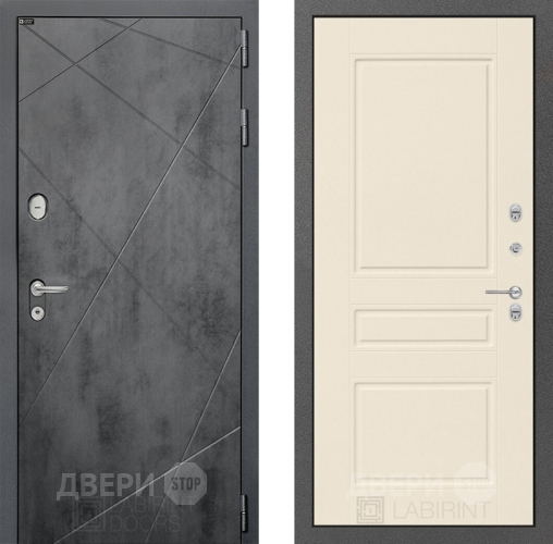 Входная металлическая Дверь Лабиринт (LABIRINT) Лофт 03 Крем софт в Можайске