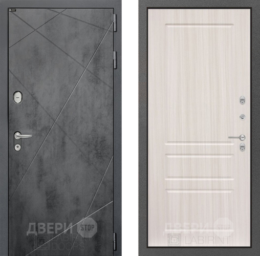 Входная металлическая Дверь Лабиринт (LABIRINT) Лофт 03 Сандал белый в Можайске