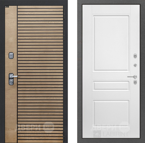 Входная металлическая Дверь Лабиринт (LABIRINT) Ritm 03 Белый софт в Можайске