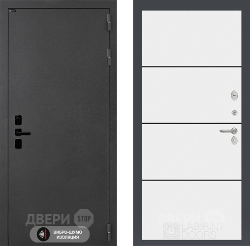 Входная металлическая Дверь Лабиринт (LABIRINT) Acustic 25 Белый софт в Можайске