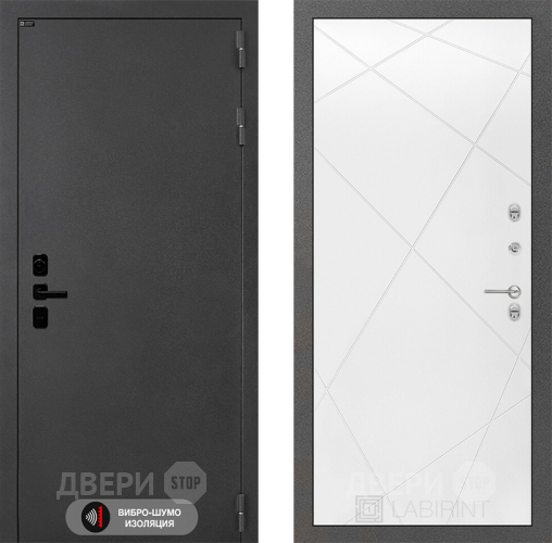 Входная металлическая Дверь Лабиринт (LABIRINT) Acustic 24 Белый софт в Можайске