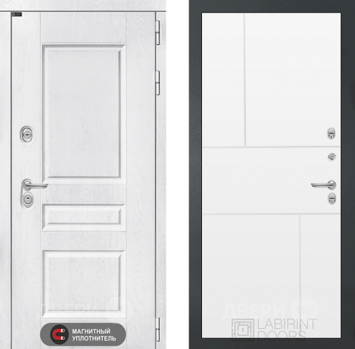 Входная металлическая Дверь Лабиринт (LABIRINT) Versal 21 Белый софт в Можайске