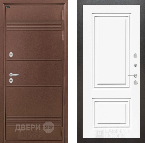 Входная металлическая Дверь Лабиринт (LABIRINT) Термо Лайт 26 Белый (RAL-9003) в Можайске