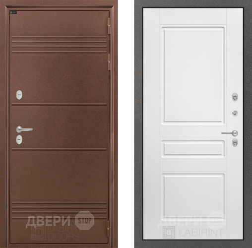 Входная металлическая Дверь Лабиринт (LABIRINT) Термо Лайт 03 Белый софт в Можайске