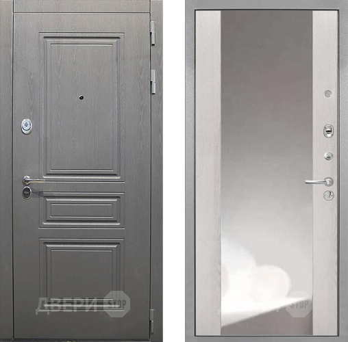 Входная металлическая Дверь Интекрон (INTECRON) Брайтон Графит ФЛЗ-516 Зеркало Сосна белая в Можайске