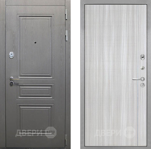 Входная металлическая Дверь Интекрон (INTECRON) Брайтон Графит В-07 с молдингом Сандал белый в Можайске