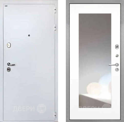Входная металлическая Дверь Интекрон (INTECRON) Колизей White ФЛЗ-120-М Зеркало Белый матовый в Можайске