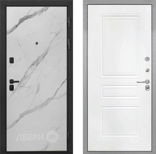Входная металлическая Дверь Интекрон (INTECRON) Профит Black Мрамор Арктик ФЛ-243 Белый матовый в Можайске