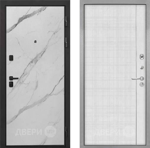 Входная металлическая Дверь Интекрон (INTECRON) Профит Black Мрамор Арктик В-07 с молдингом Лофт белый в Можайске