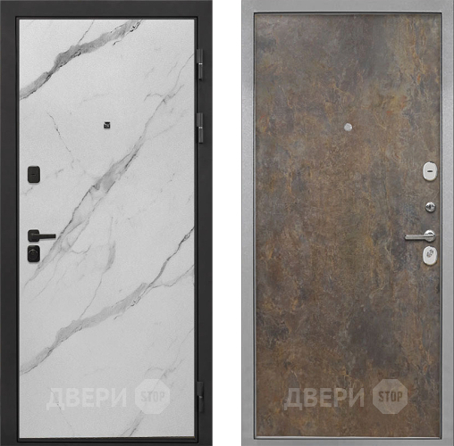 Входная металлическая Дверь Интекрон (INTECRON) Профит Black Мрамор Арктик Гладкая Гранж в Можайске