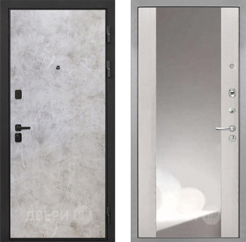 Дверь Интекрон (INTECRON) Профит Black Мрамор Светлый ФЛЗ-516 Зеркало Сосна белая в Можайске