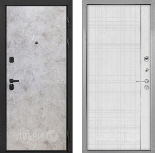 Входная металлическая Дверь Интекрон (INTECRON) Профит Black Мрамор Светлый В-07 с молдингом Лофт белый в Можайске