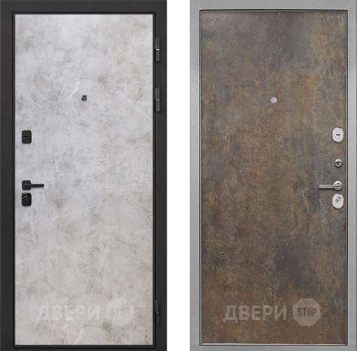 Входная металлическая Дверь Интекрон (INTECRON) Профит Black Мрамор Светлый Гладкая Гранж в Можайске