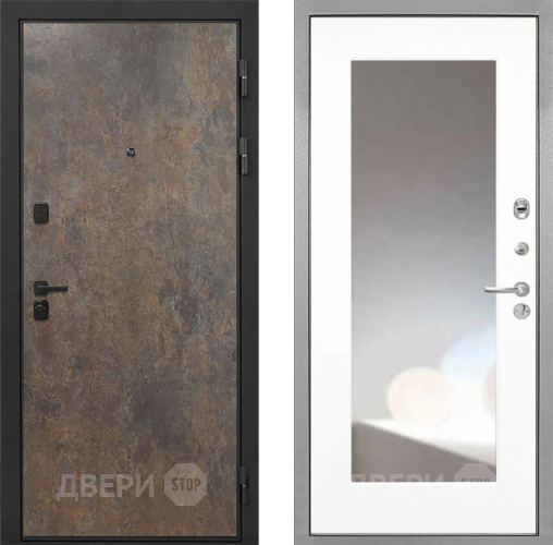 Дверь Интекрон (INTECRON) Профит Black Гранж ФЛЗ-120-М Зеркало Белый матовый в Можайске