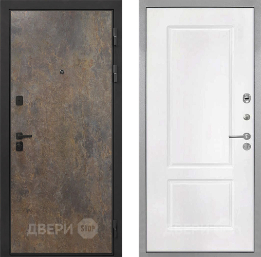 Входная металлическая Дверь Интекрон (INTECRON) Профит Black Гранж КВ-2 Белый матовый в Можайске