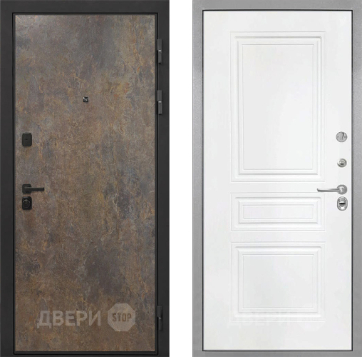 Входная металлическая Дверь Интекрон (INTECRON) Профит Black Гранж ФЛ-243 Белый матовый в Можайске