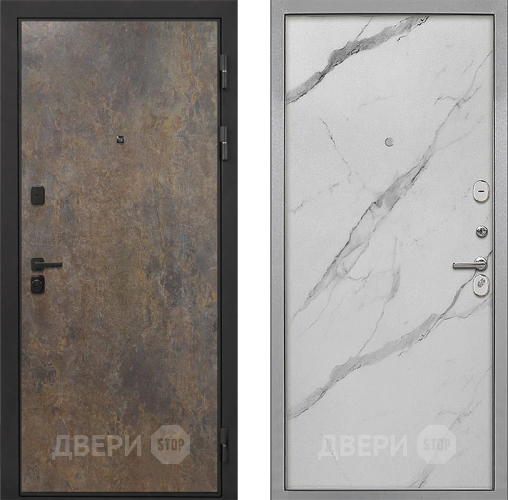 Входная металлическая Дверь Интекрон (INTECRON) Профит Black Гранж Гладкая Мрамор натуральный арктик в Можайске