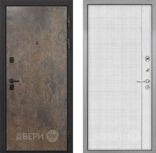 Входная металлическая Дверь Интекрон (INTECRON) Профит Black Гранж В-07 с молдингом Лофт белый в Можайске