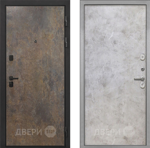 Входная металлическая Дверь Интекрон (INTECRON) Профит Black Гранж Гладкая Мрамор светлый в Можайске
