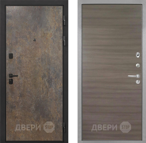 Входная металлическая Дверь Интекрон (INTECRON) Профит Black Гранж Гладкая Дуб тоскано поперечный в Можайске
