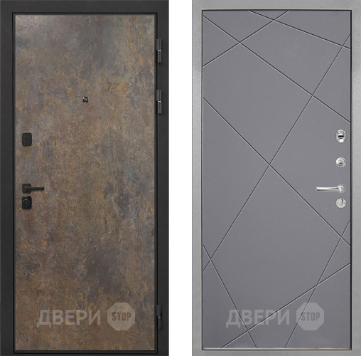 Входная металлическая Дверь Интекрон (INTECRON) Профит Black Гранж Лучи-М Графит софт в Можайске