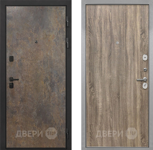 Входная металлическая Дверь Интекрон (INTECRON) Профит Black Гранж Гладкая Дуб турин в Можайске