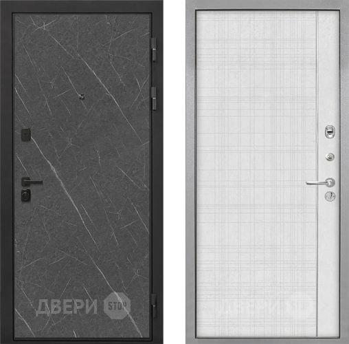 Входная металлическая Дверь Интекрон (INTECRON) Профит Black Гранит Лава Оникс В-07 с молдингом Лофт белый в Можайске