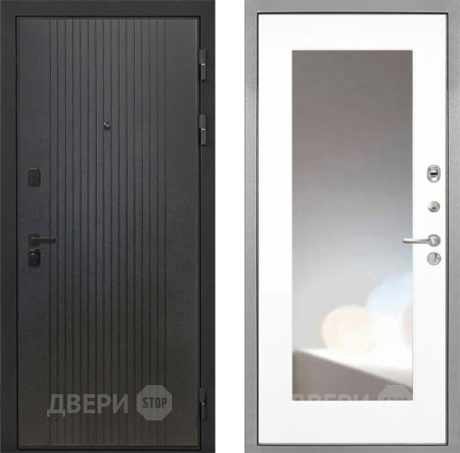 Входная металлическая Дверь Интекрон (INTECRON) Профит Black ФЛ-295 ФЛЗ-120-М Зеркало Белый матовый в Можайске