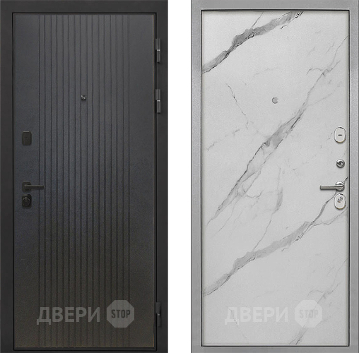 Входная металлическая Дверь Интекрон (INTECRON) Профит Black ФЛ-295 Гладкая Мрамор натуральный арктик в Можайске