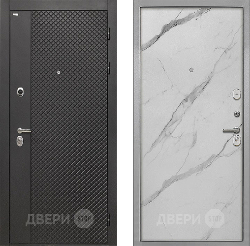 Входная металлическая Дверь Интекрон (INTECRON) Олимпия Black 4К Гладкая Мрамор натуральный арктик в Можайске