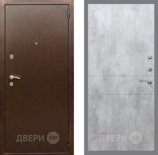 Входная металлическая Дверь Рекс (REX) 1А Медный Антик FL-290 Бетон светлый в Можайске