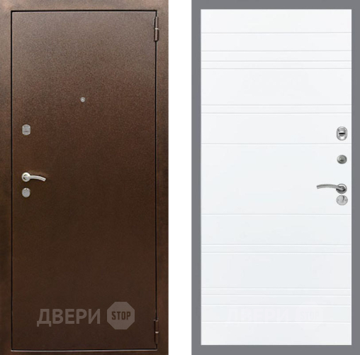 Входная металлическая Дверь Рекс (REX) 1А Медный Антик Line Силк Сноу в Можайске