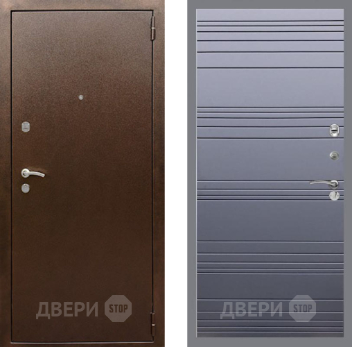 Входная металлическая Дверь Рекс (REX) 1А Медный Антик Line Силк титан в Можайске