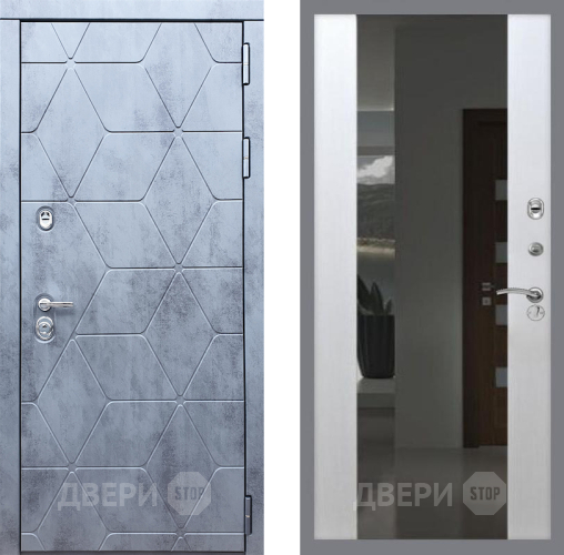 Входная металлическая Дверь Рекс (REX) 28 СБ-16 Зеркало Белый ясень в Можайске