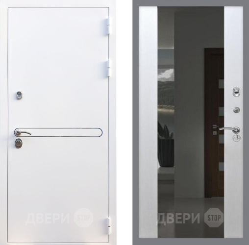 Входная металлическая Дверь Рекс (REX) 27 СБ-16 Зеркало Белый ясень в Можайске