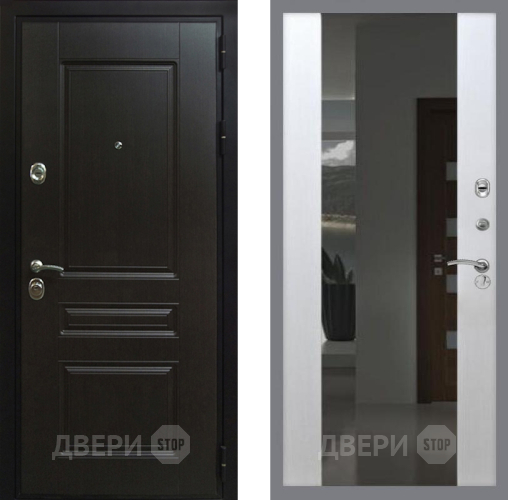 Дверь Рекс (REX) Премиум-Н СБ-16 Зеркало Белый ясень в Можайске
