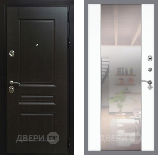 Входная металлическая Дверь Рекс (REX) Премиум-Н СБ-16 Зеркало Силк Сноу в Можайске