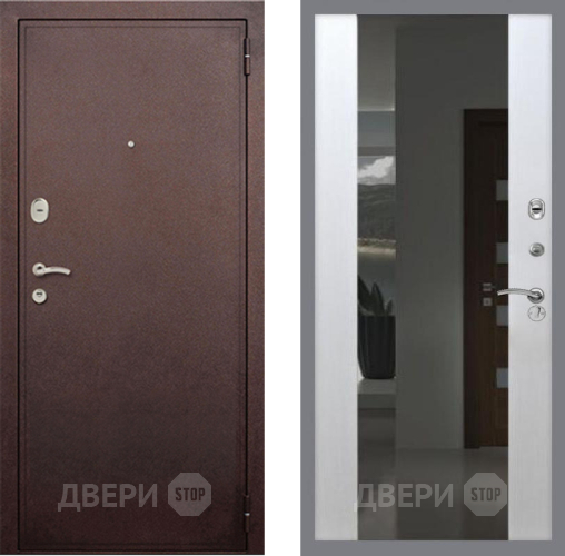 Дверь Рекс (REX) 2 Медный Антик СБ-16 Зеркало Белый ясень в Можайске